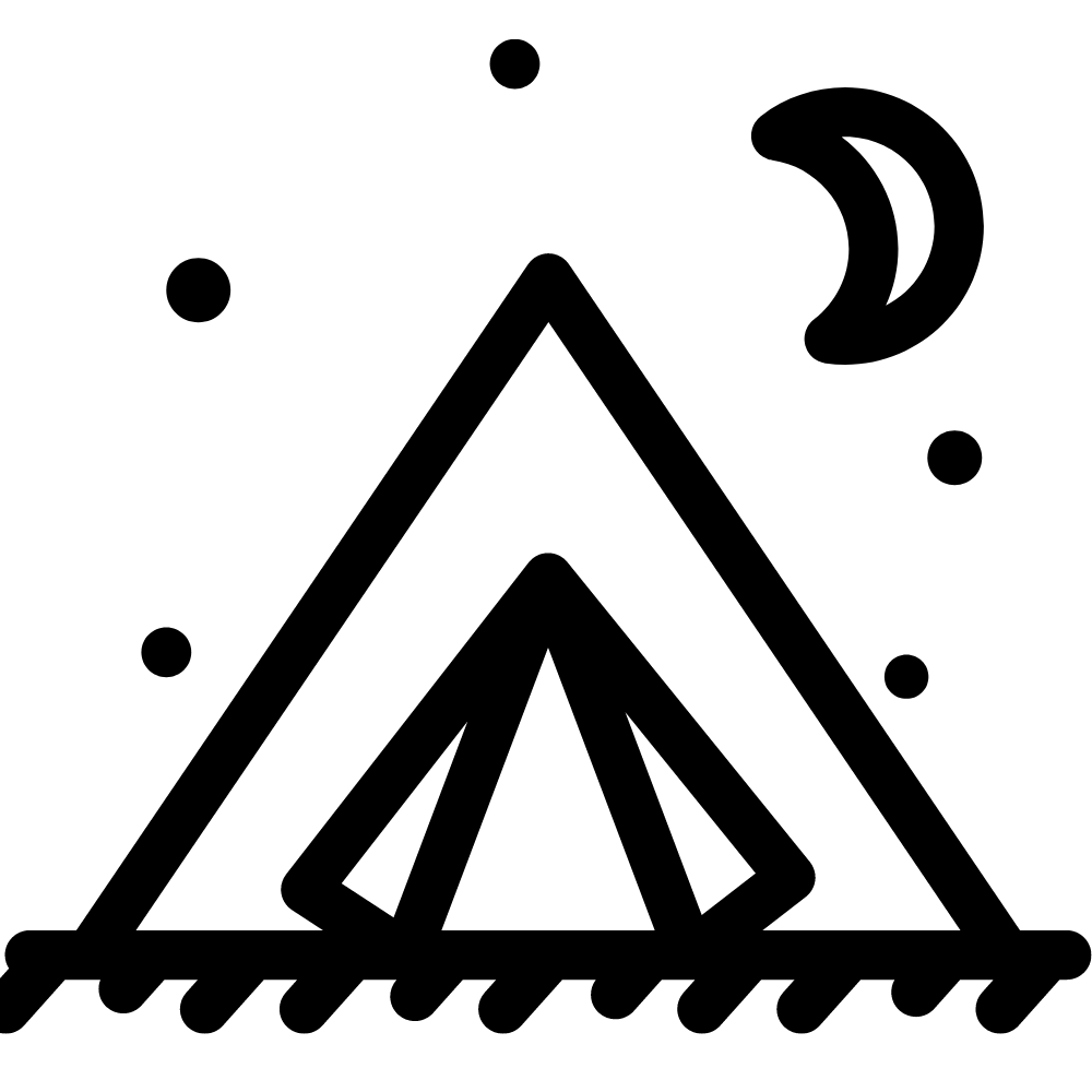 this icon of a camping tent in the outdoors indicates this product is good for camping and other outdoors activities.